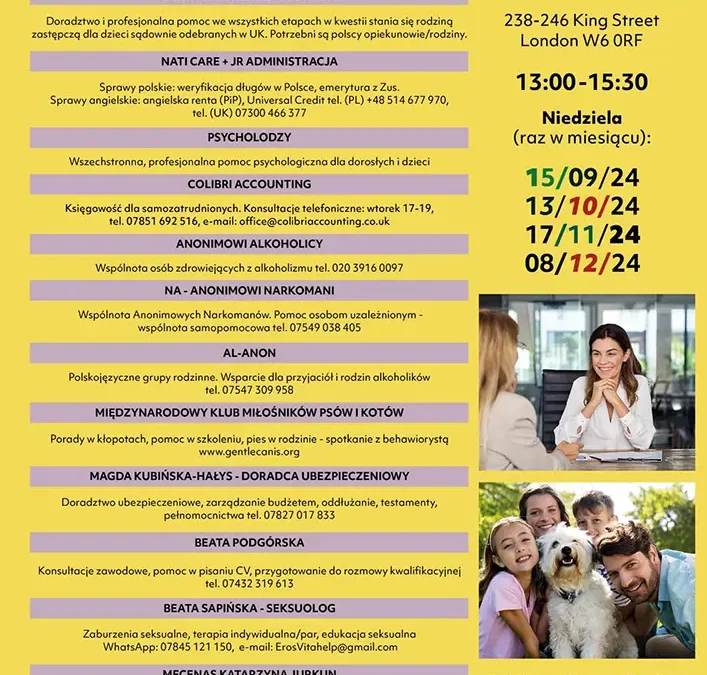 📅 Terminy spotkań w Londynie w Polskim Ośrodku Społeczno-Kulturalnym (POSK)📅